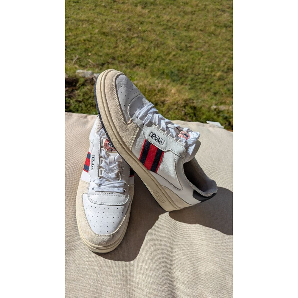 Men's Polo Ralph Lauren Court Sneakers Size 9 White/Red